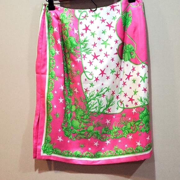 A Perfect Day In Paradise 100% silk shell skirt reminiscent of Lilly Pulitzer - Picture 2 of 5